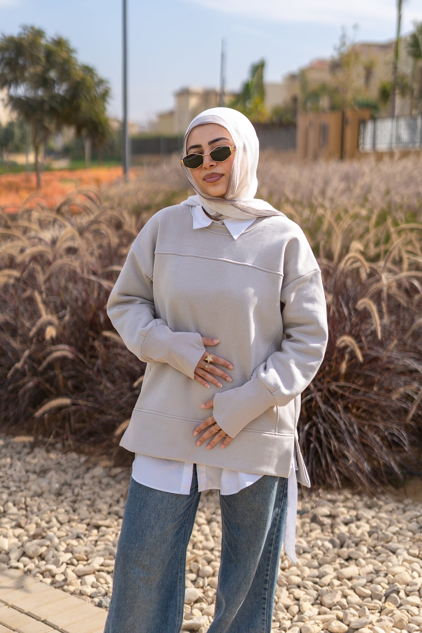 Thumbhole Beige Sweater