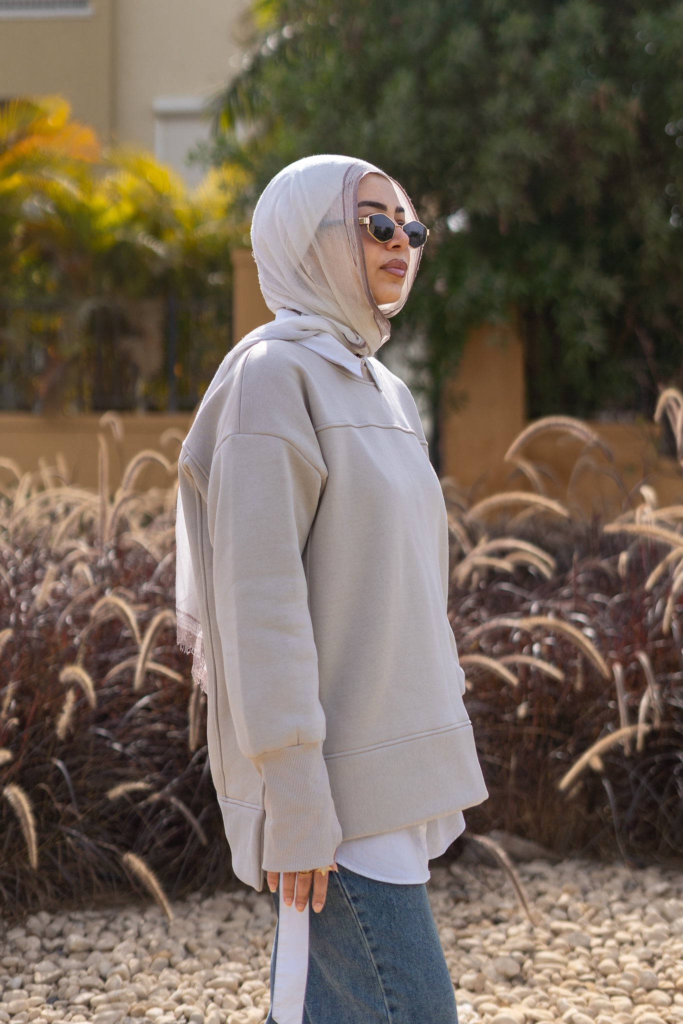 Thumbhole Beige Sweater