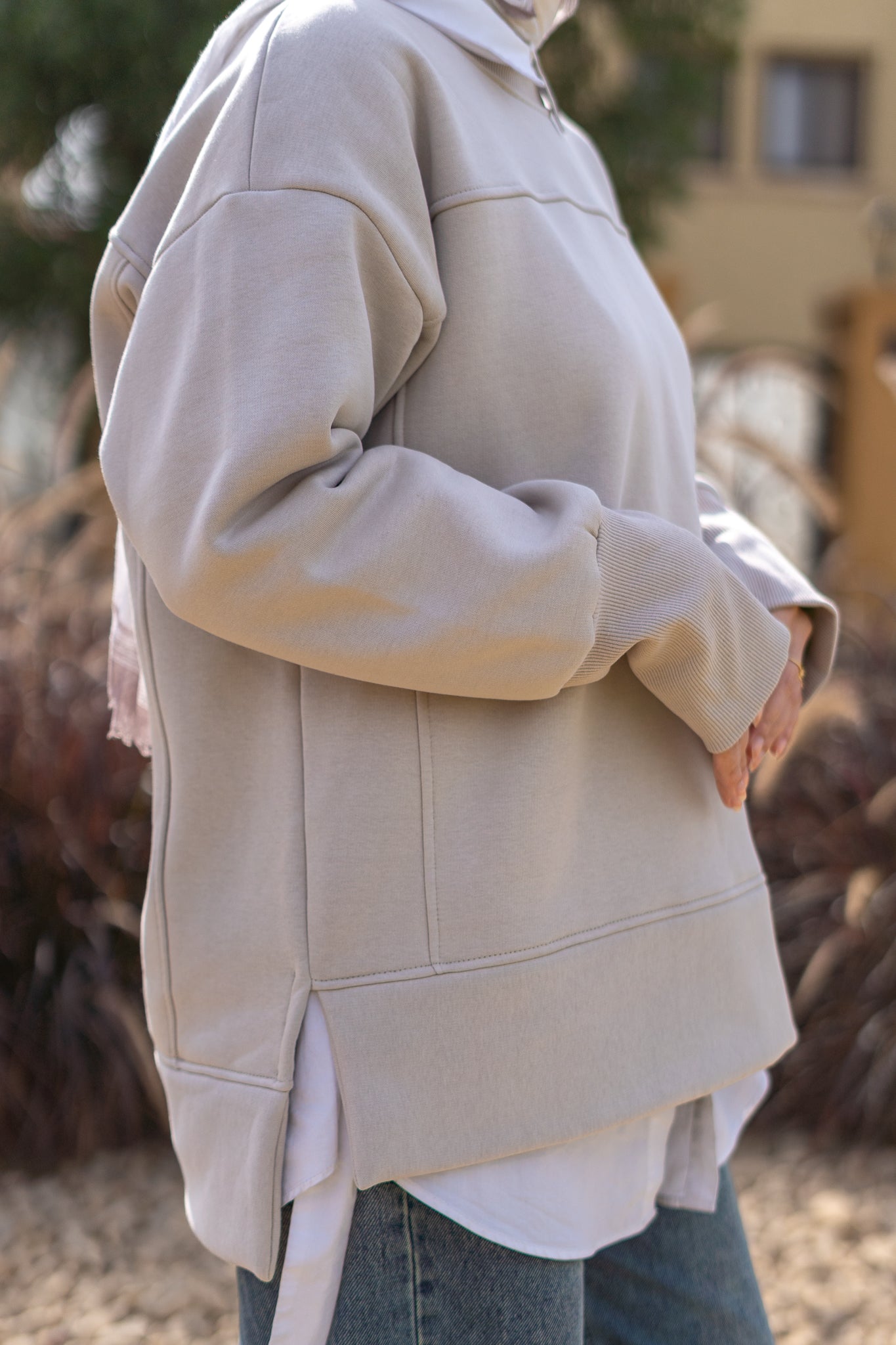 Thumbhole Beige Sweater