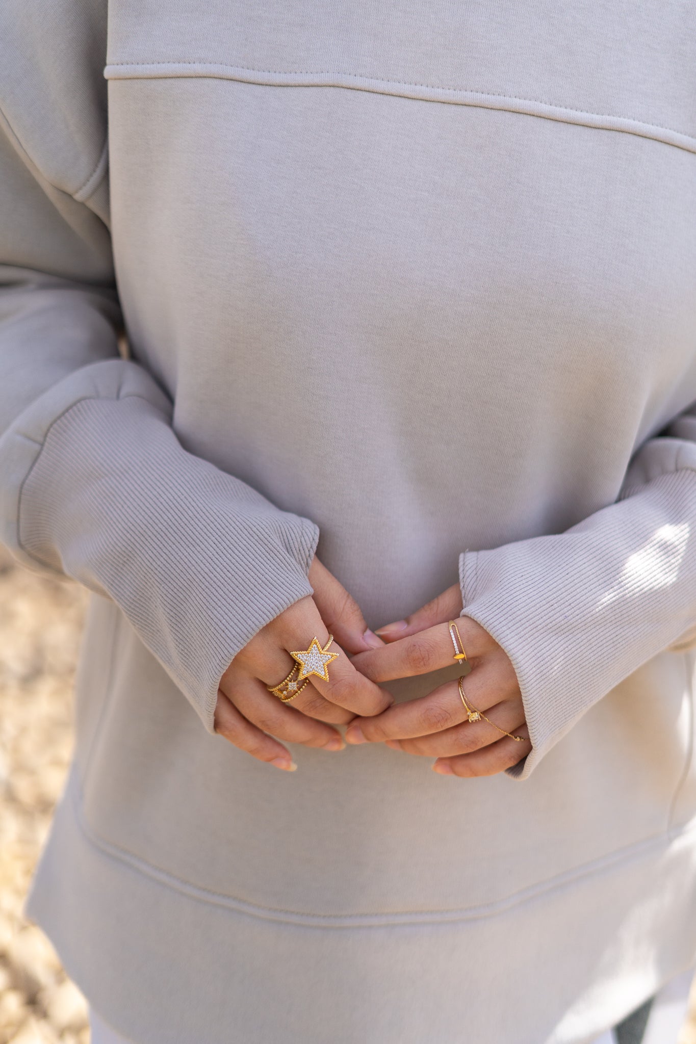 Thumbhole Beige Sweater