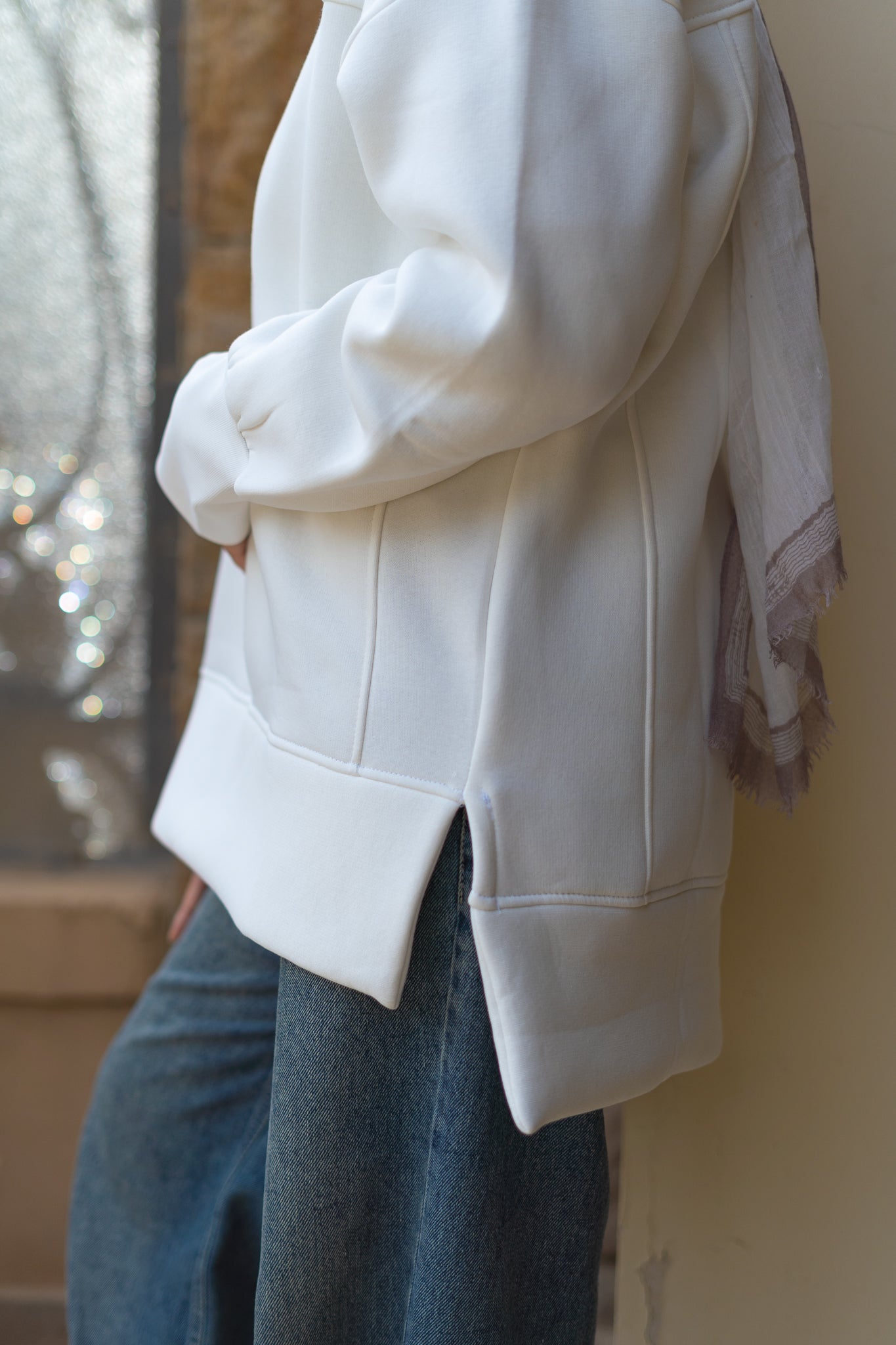 Thumbhole White Sweater