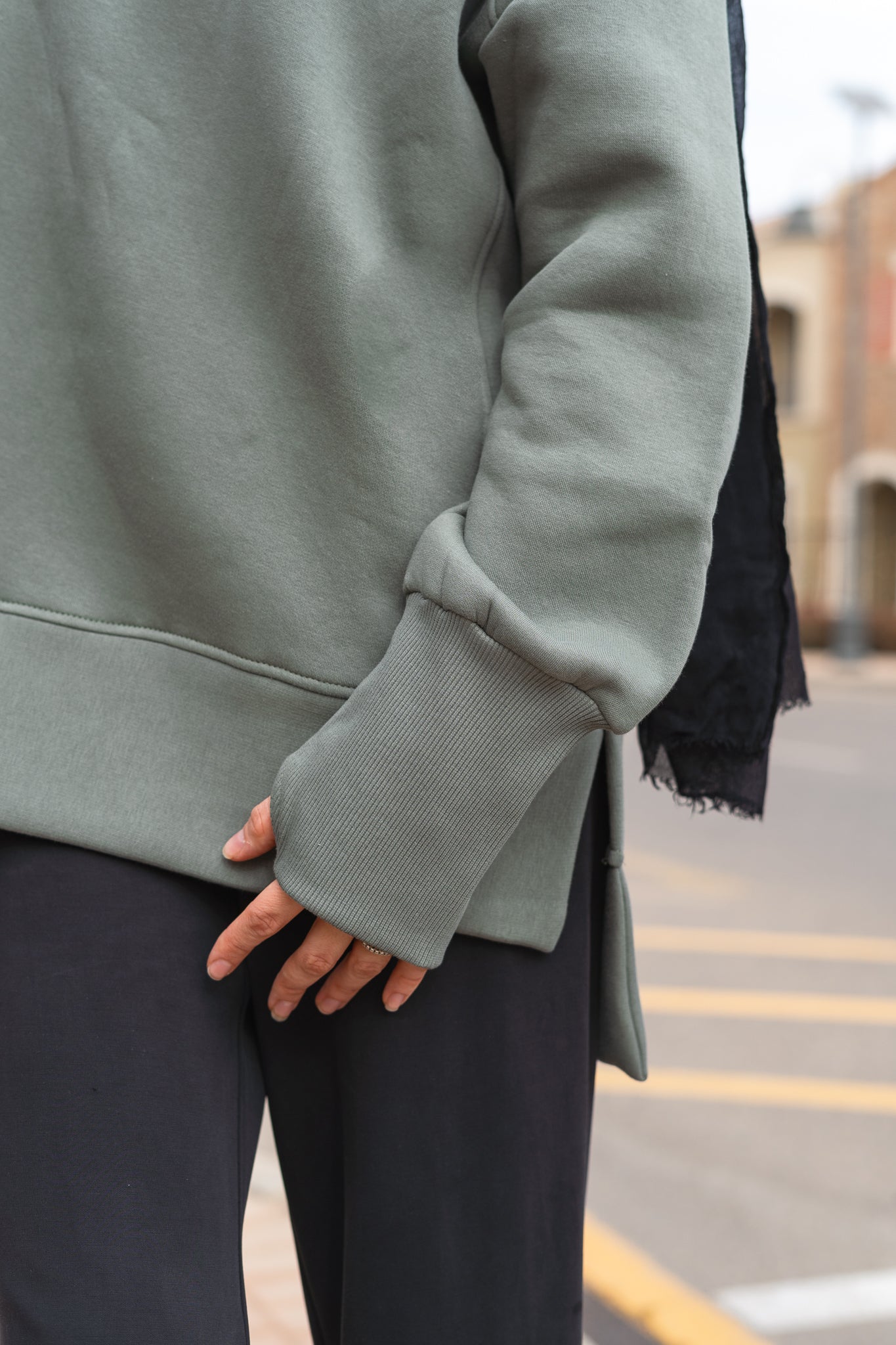 Thumbhole Olive Sweater