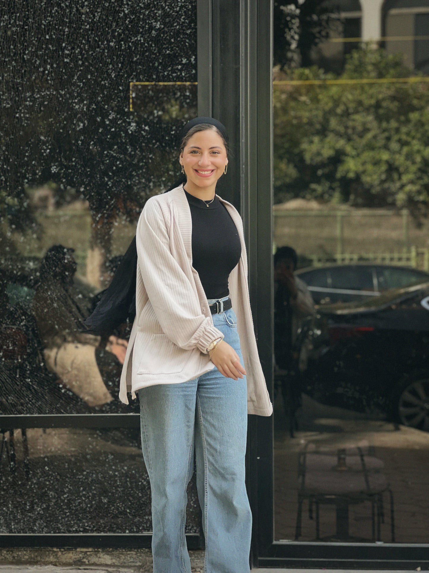 Light Beige Ripped Cardigan