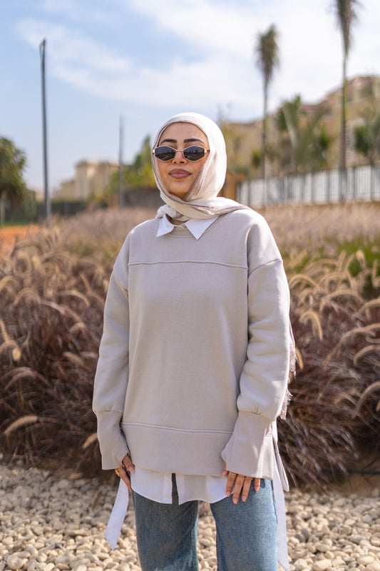 Thumbhole Beige Sweater