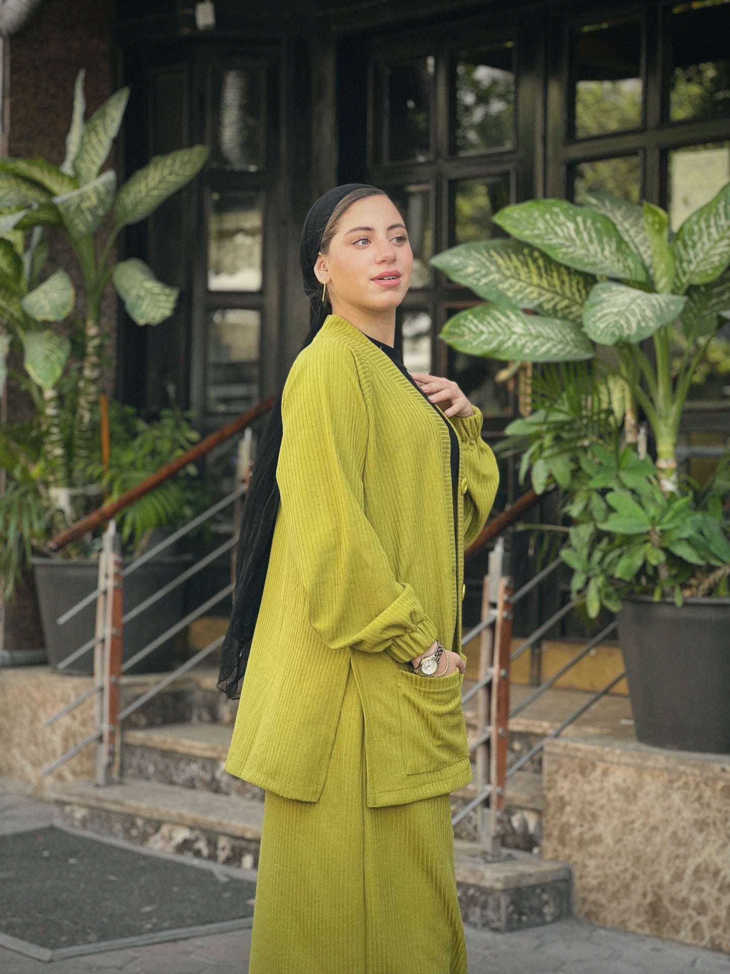 Lime Ripped Cardigan