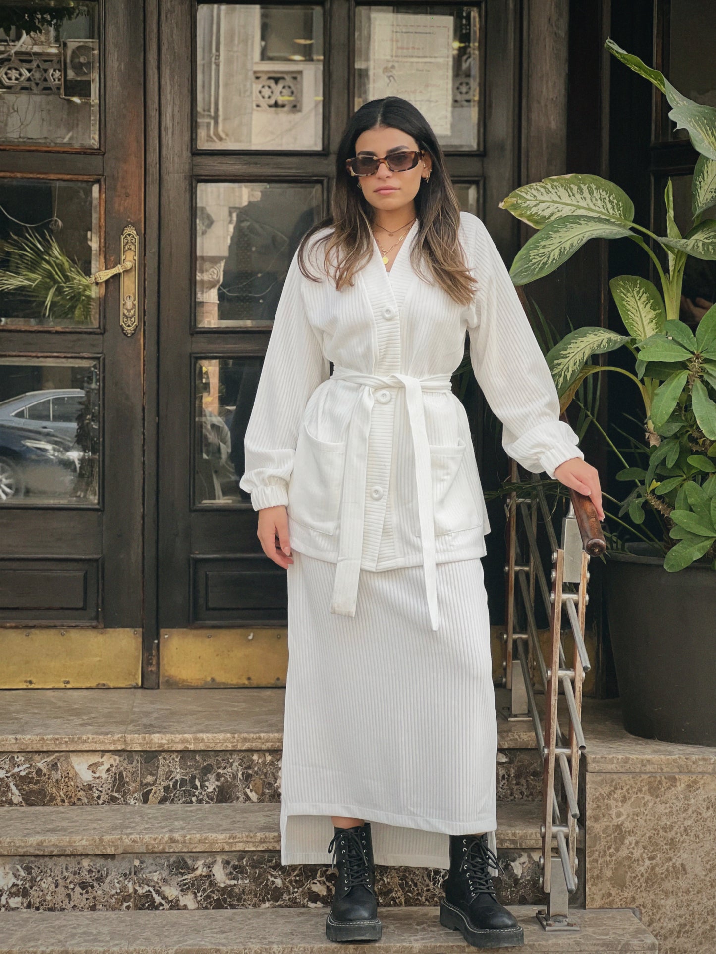 White Pocket Ripped Skirt